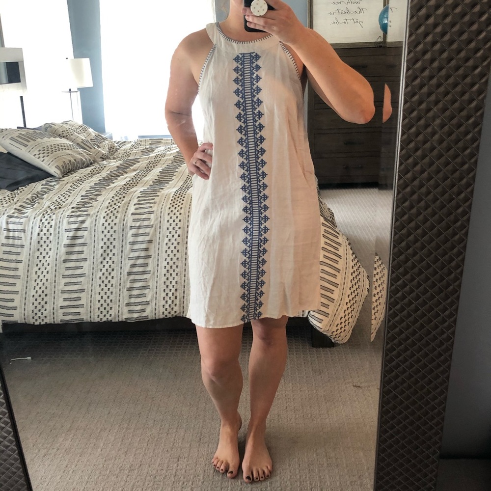 Linen White and Blue Sun Dress